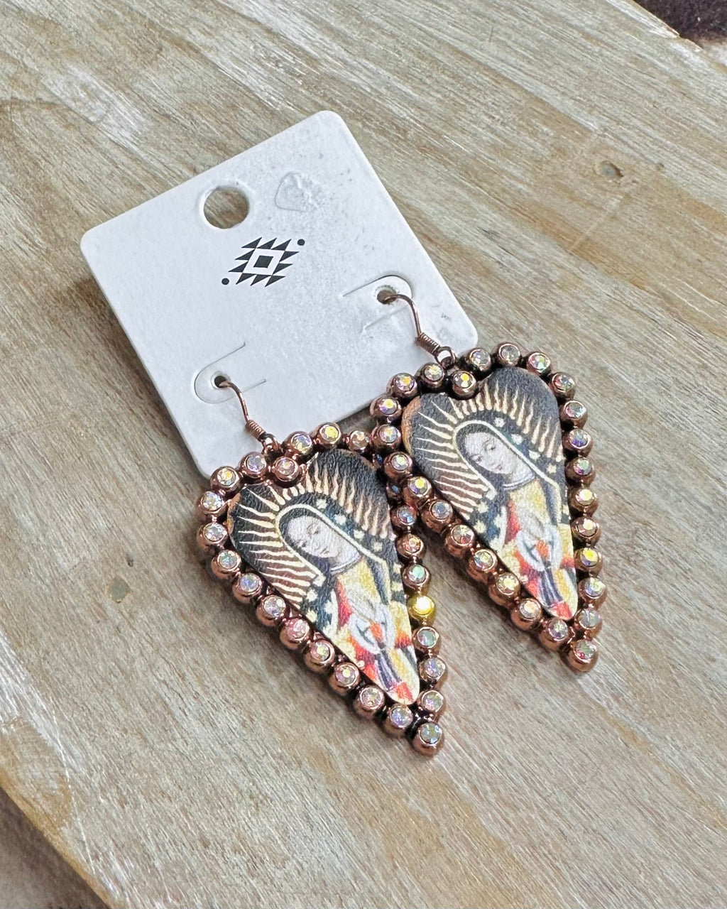 Copper Virgencita Heart Earrings