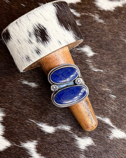 Lapis 2 stone Ring Adj * Native