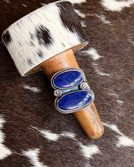 Lapis 2 stone Ring Adj * Native