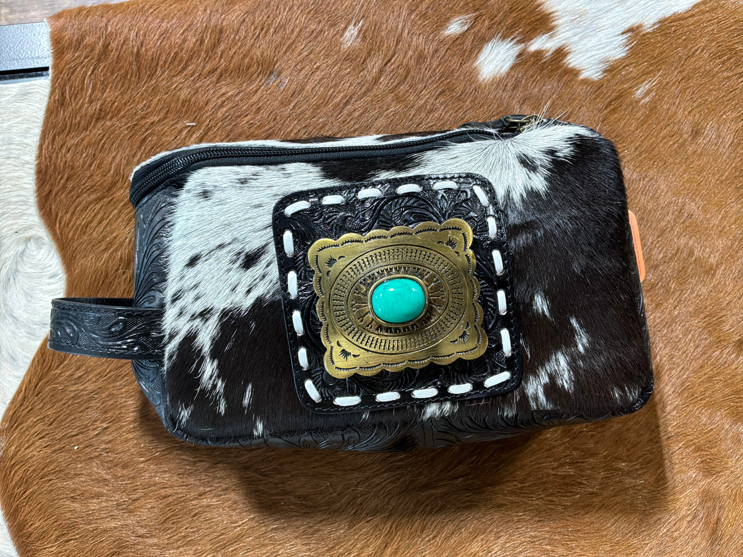 Turquoise Tooled Hideaway Bag