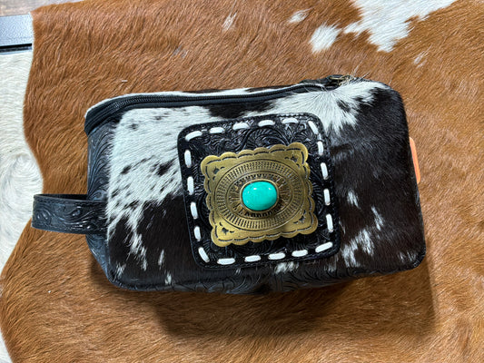Turquoise Tooled Makeup Toiletry Bag
