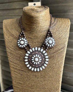 Trio White Concho Necklace