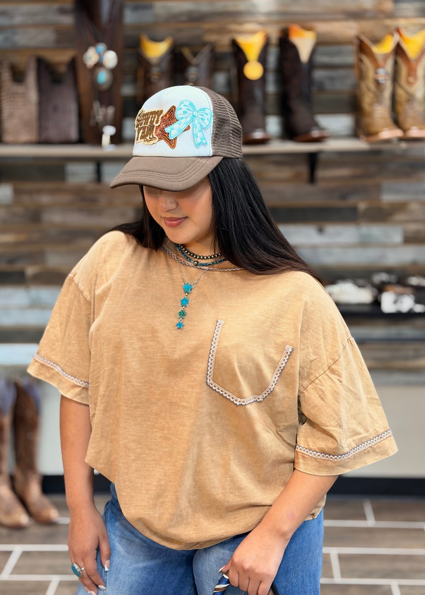 Oversized Mineral Wash Top *Blue