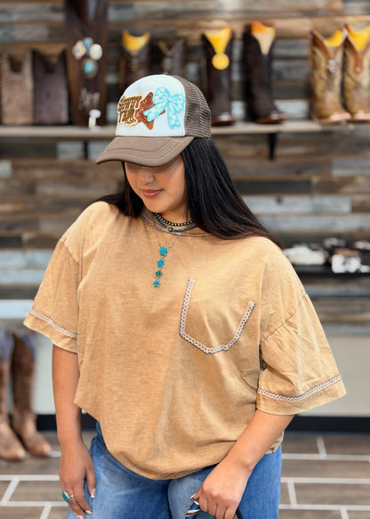 Oversized Mineral Wash Top *Blue