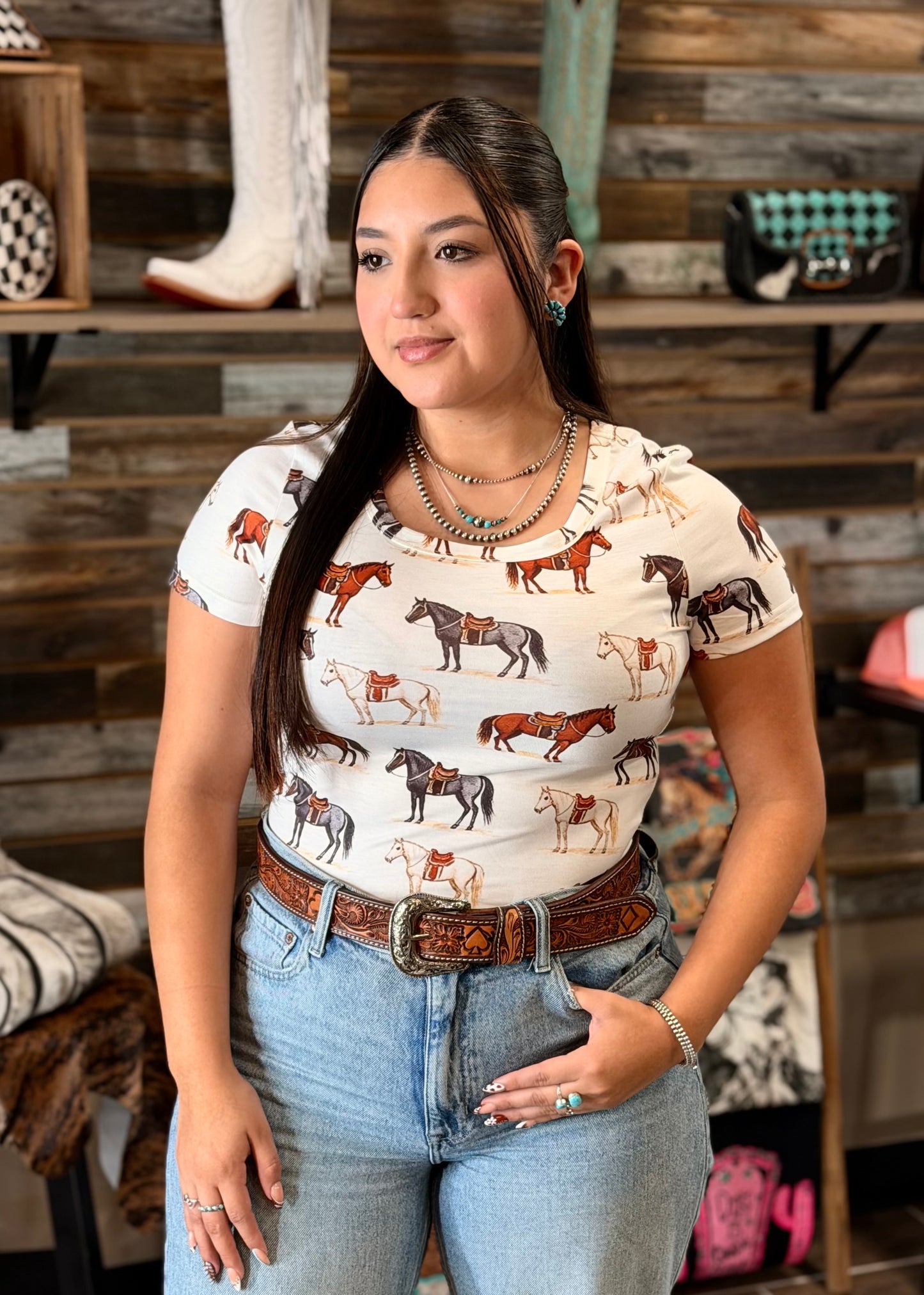 Saddle Up Sweetheart Midway Crop Shirt