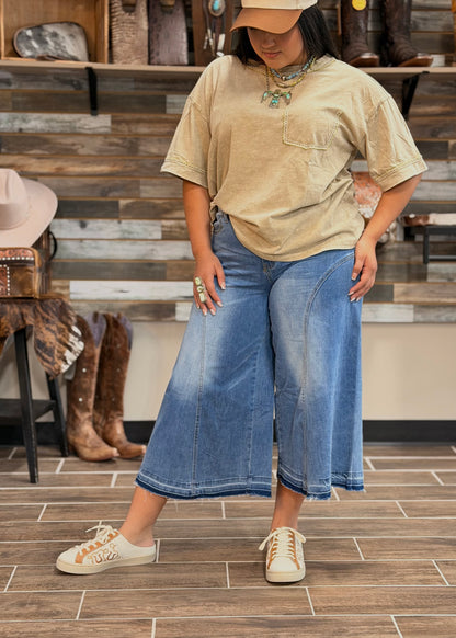 Crop Denim Stretch Pants