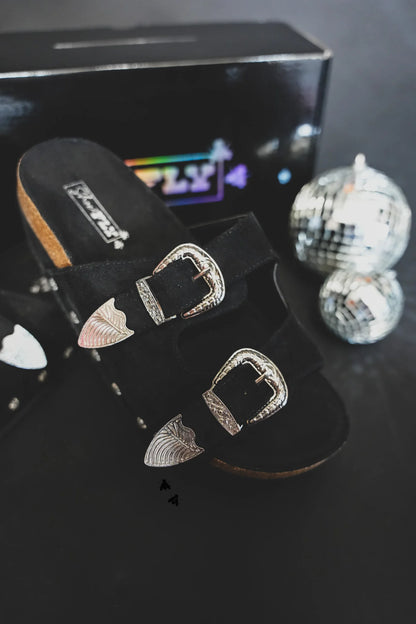 Platinum Buckle Platform Sandals