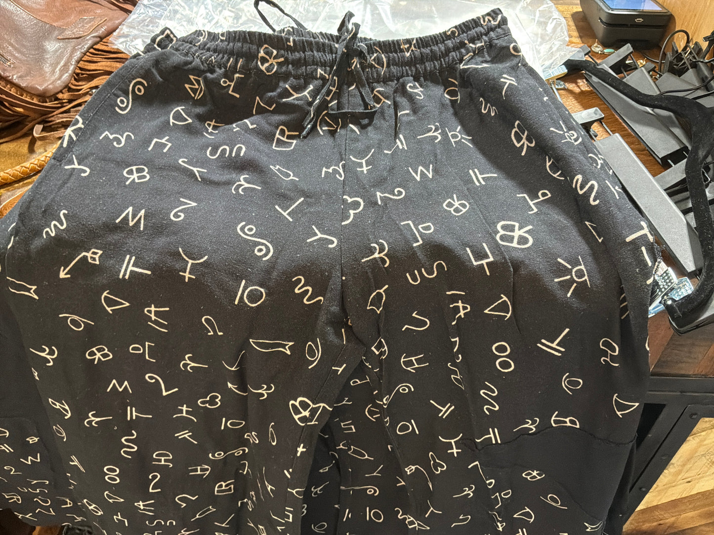Black Outlaw Art Linen Pants