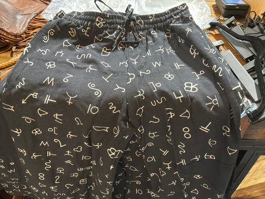 Black Outlaw Art Linen Pants