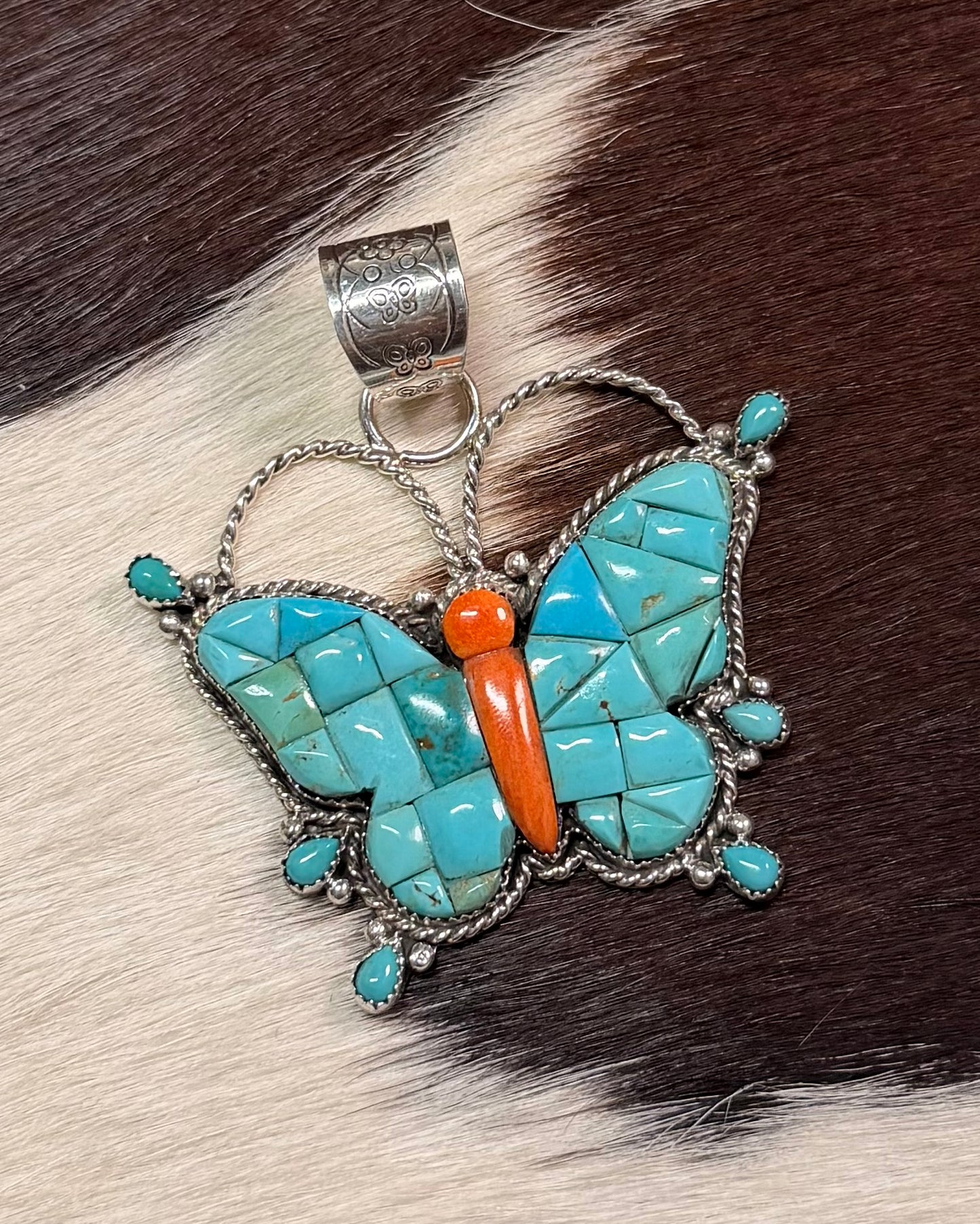 Cobblestone Butterfly Spiny Kingman Pendant *Native
