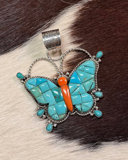 Cobblestone Butterfly Spiny Kingman Pendant *Native