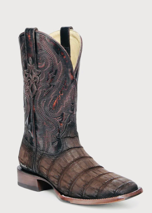 Men’s Chocolate Alligator Square Toe Boots