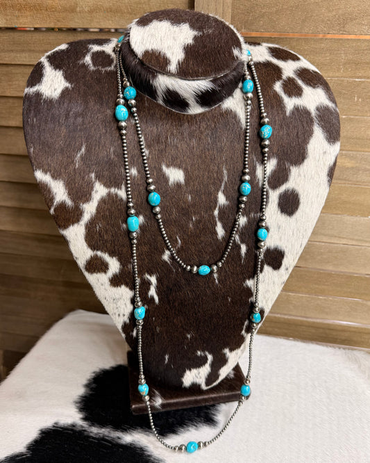 60" Sonoran & Turquoise Pearl Necklace