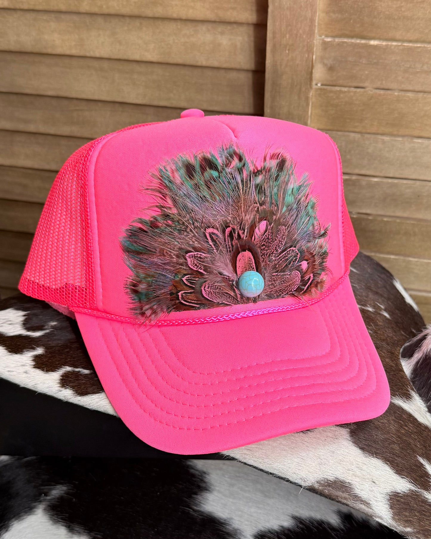 Neon Summers Feather Trucker Cap