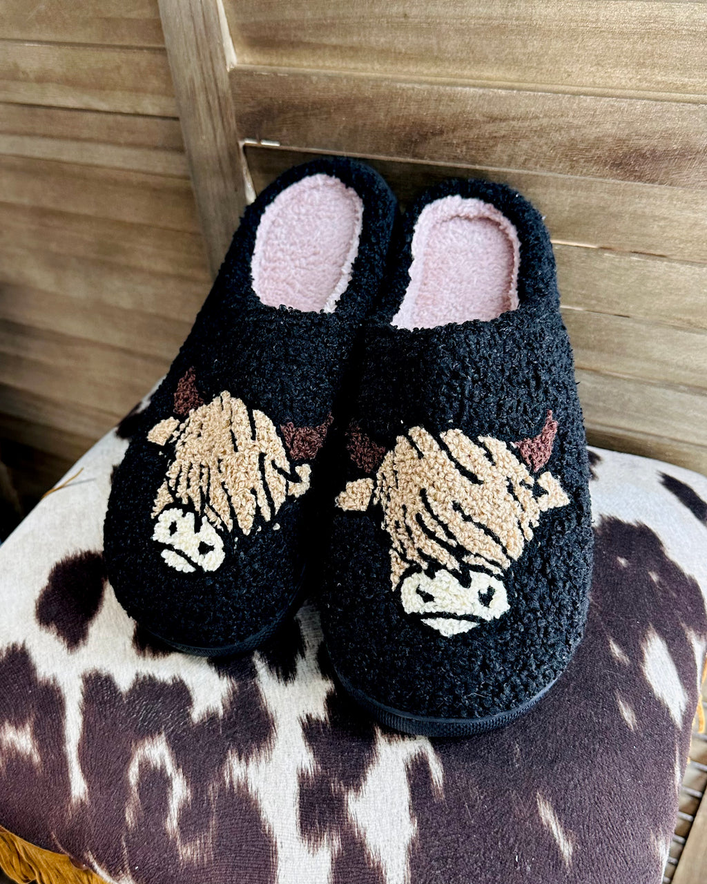 Black Highland Cow Slippers
