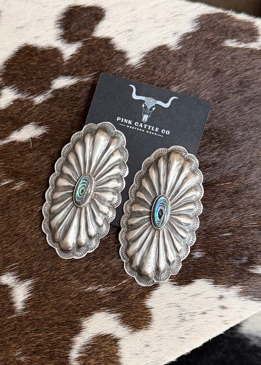 Rita Lee Abalone Concho Earrings *Native