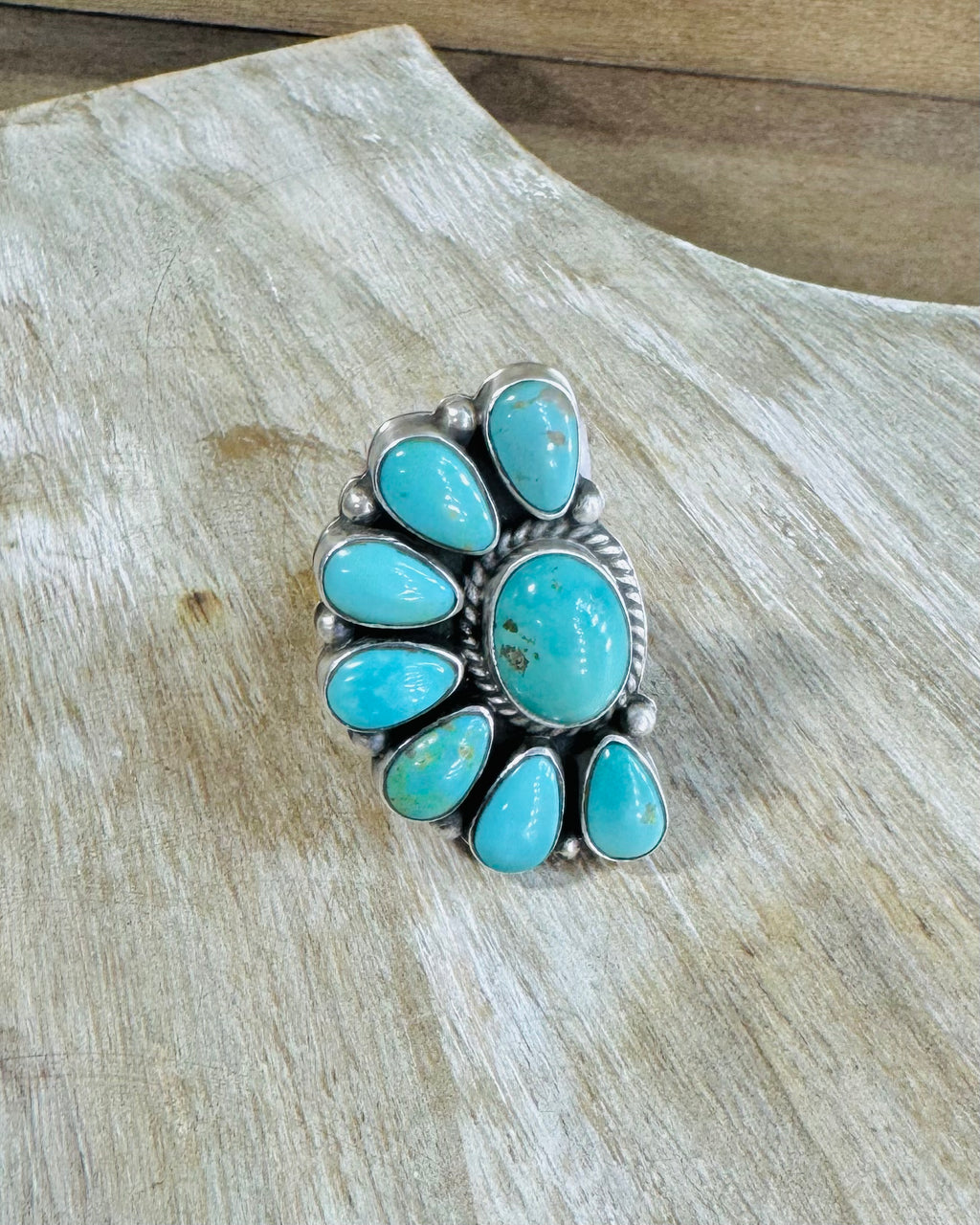 Genuine Turquoise Adjustable Ring *Sterling