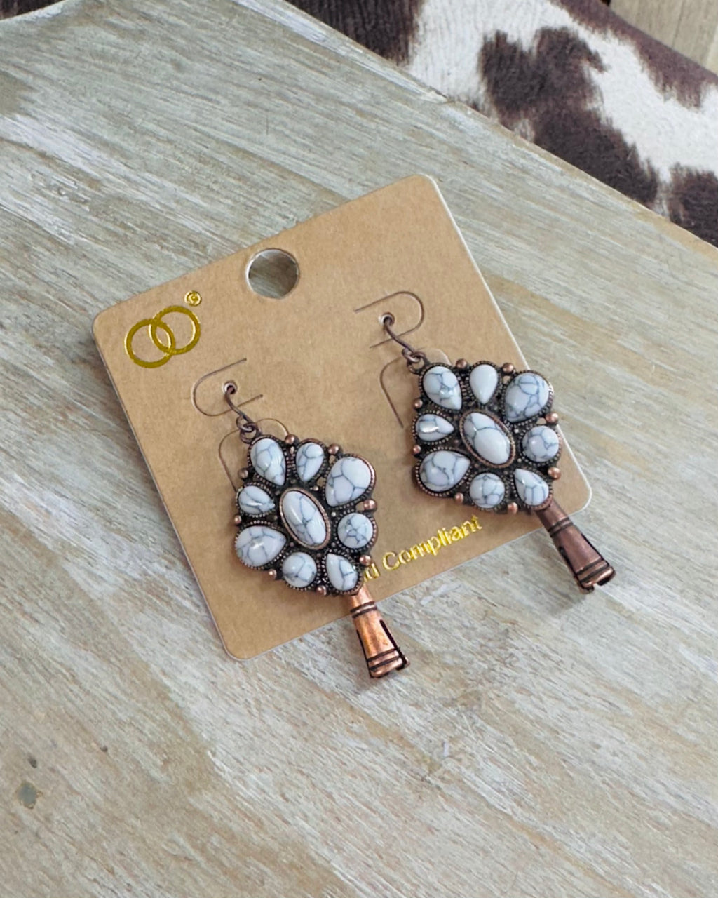 White Stone Dangle Earrings