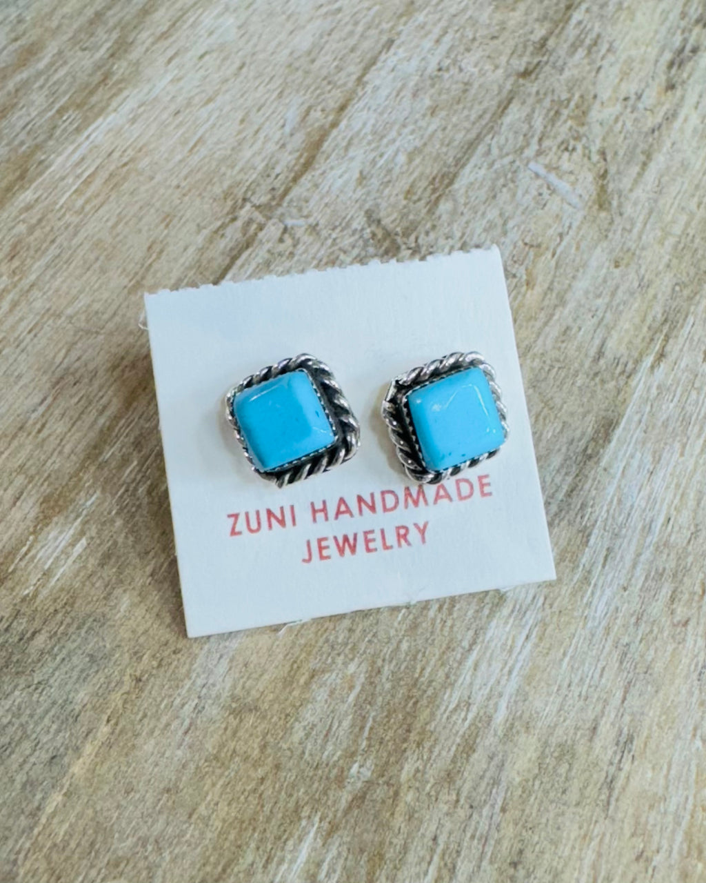 Sterling Mini Squared Turquoise Studs