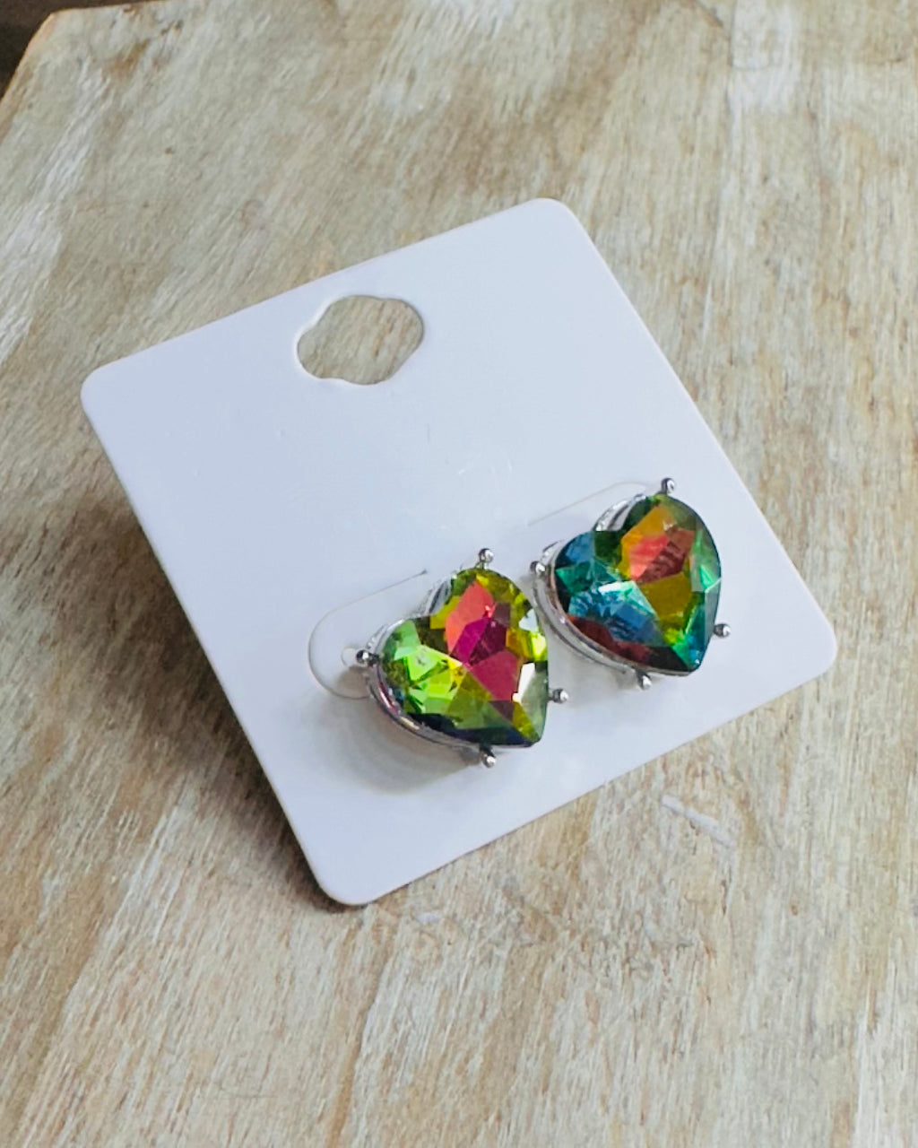 Peacock Heart Crystal Stud Earrings