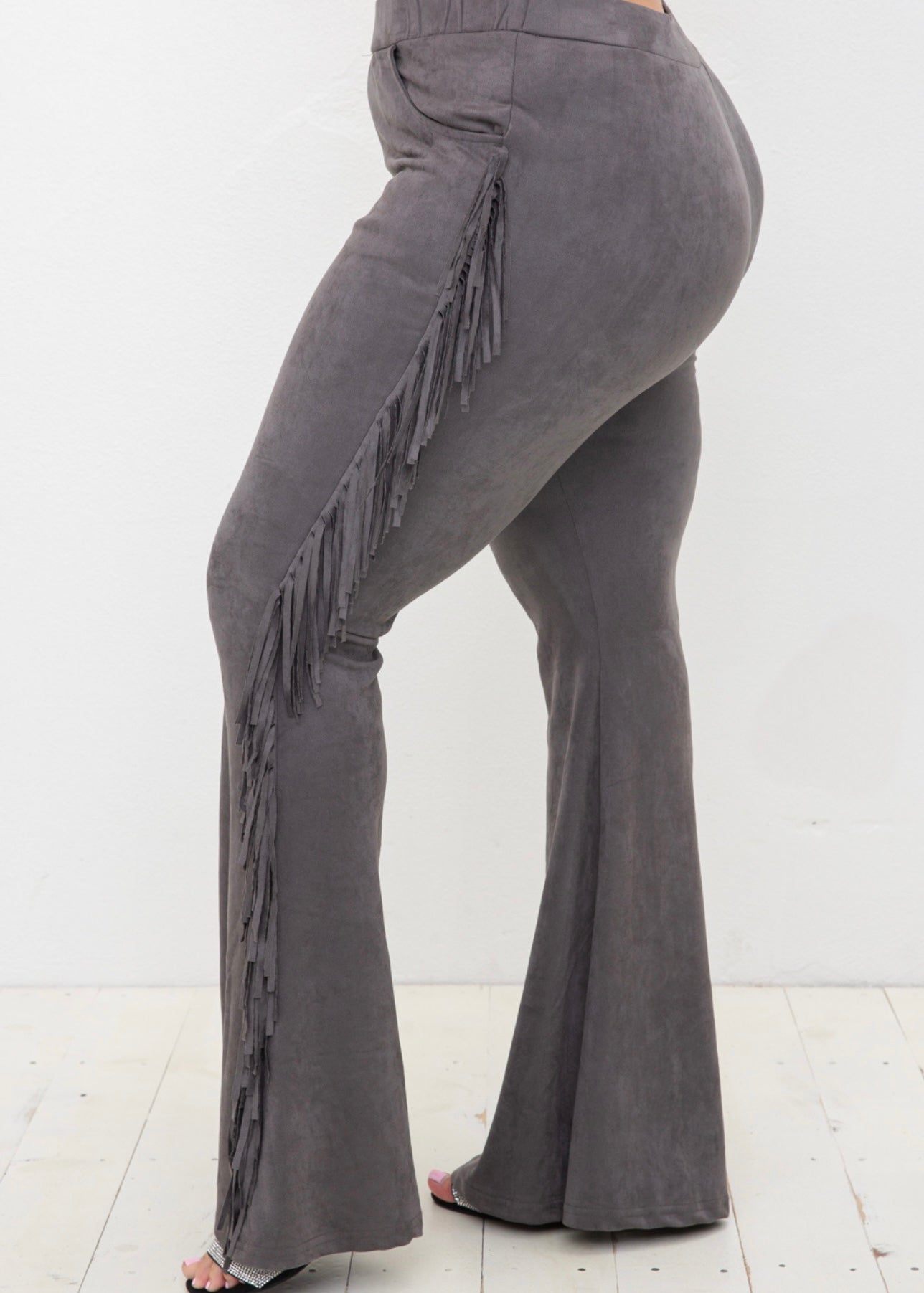 Gray Shania Suede FringePantw