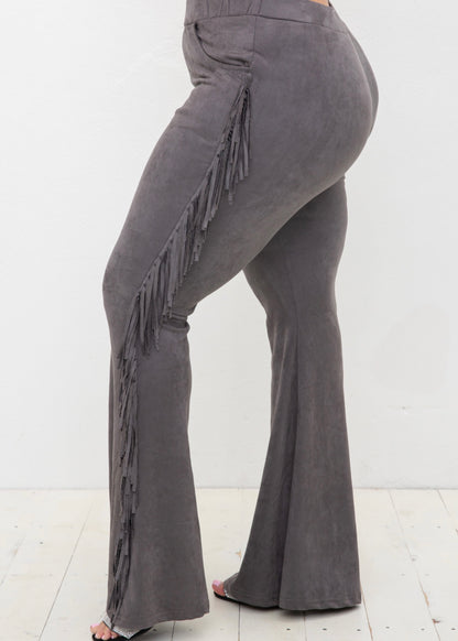 Gray Shania Suede FringePantw