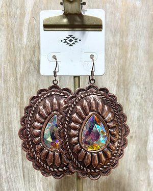 XL Concho Bling Copper Earrings