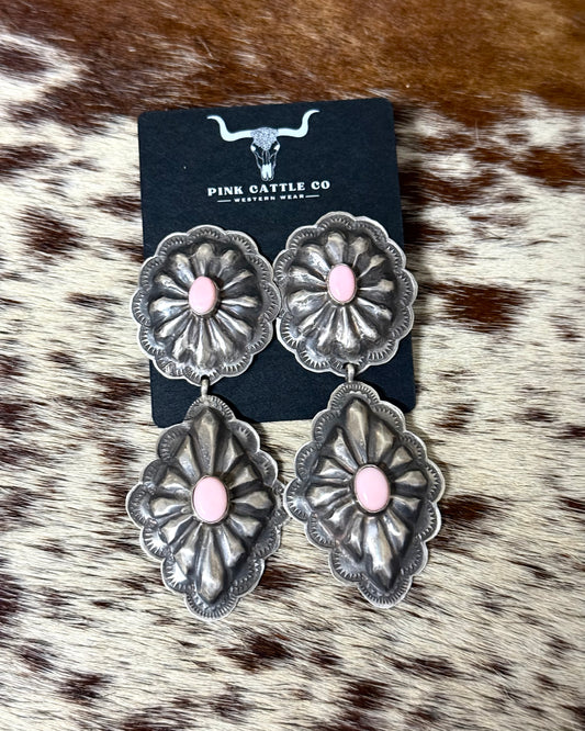 Pink Conch Double Concho Dangles *Native