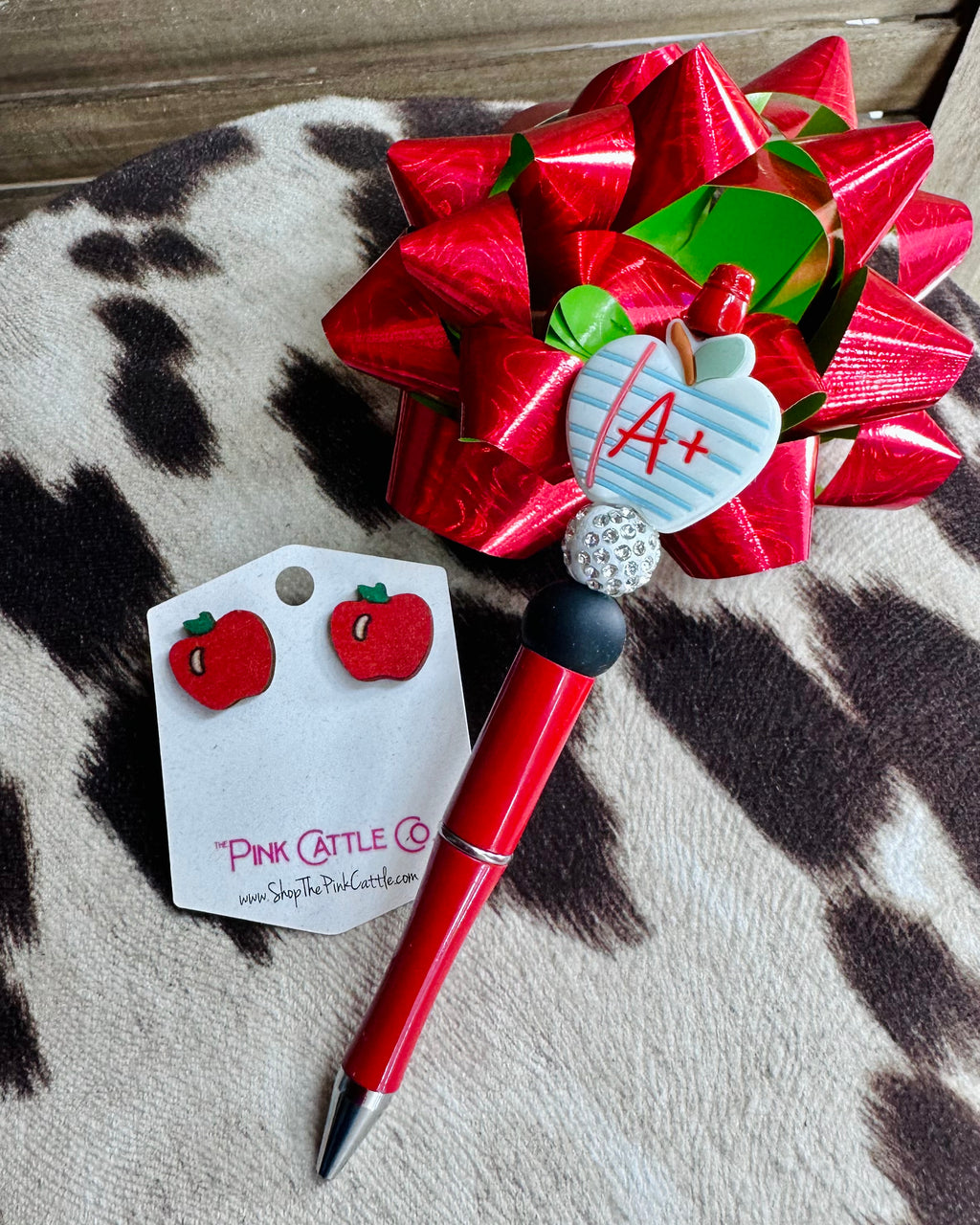 Apple Earrings and Pen Gift Set