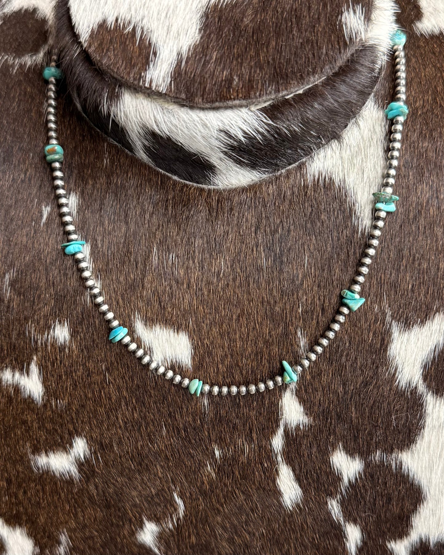 Turquoise Sterling Pearl 16” Stacker