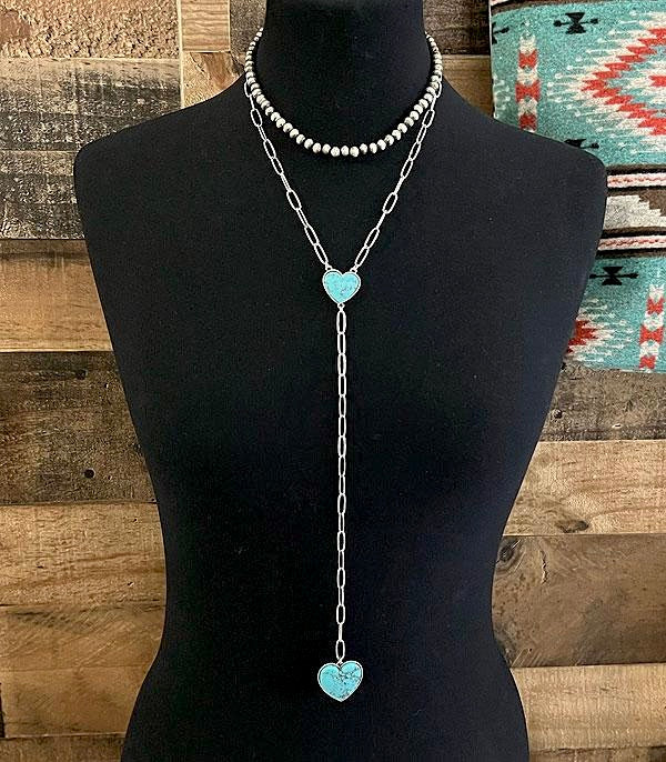 Lariat Heart Turquoise Necklace