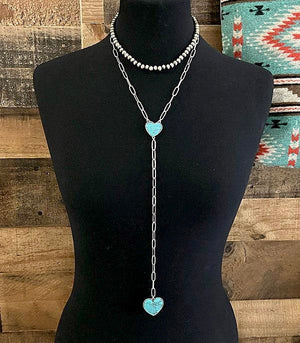 Lariat Heart Turquoise Necklace