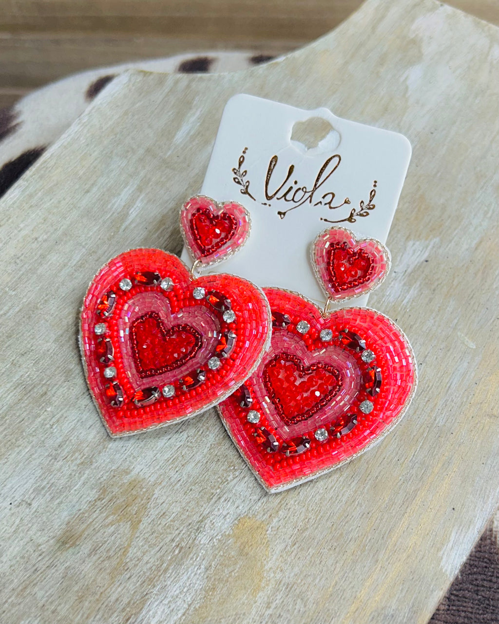 Red Mono Heart Earrings