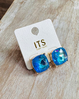 Blue Crystal Stud Earrings