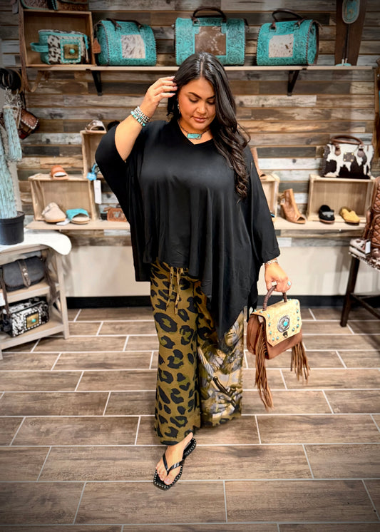 One Size Black Tunic Top
