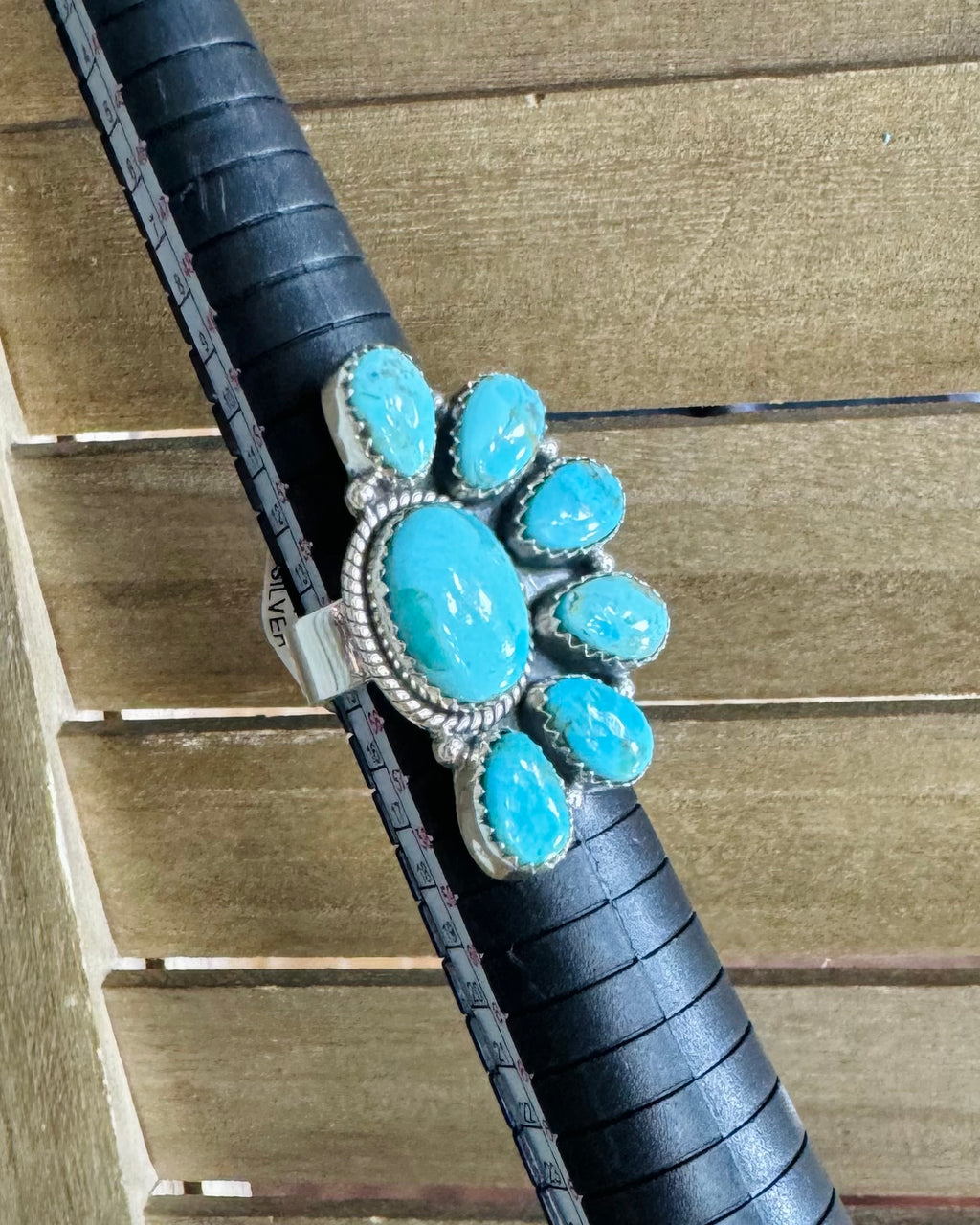 Half Cluster Kingman Turquoise Ring *Adjustable