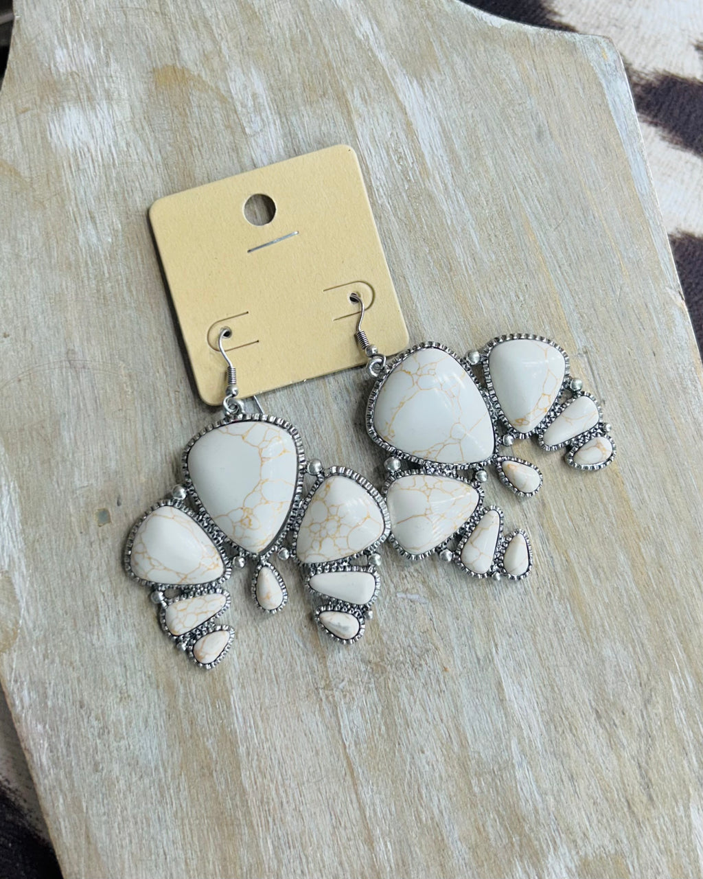 White Stone Squash Blossom Earrings