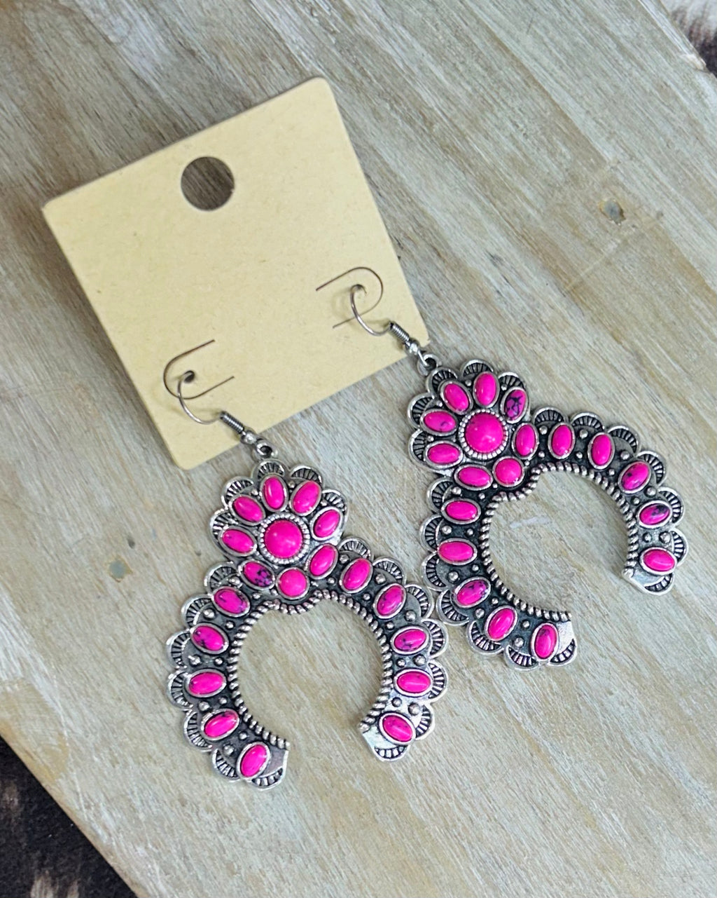 Pink Squash Blossom Dangle Earrings