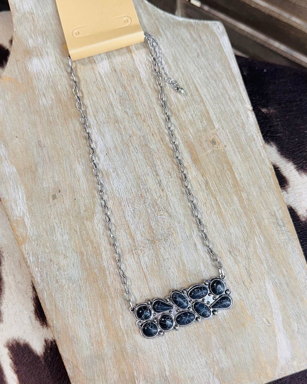 Black Pebbled Chain Necklace