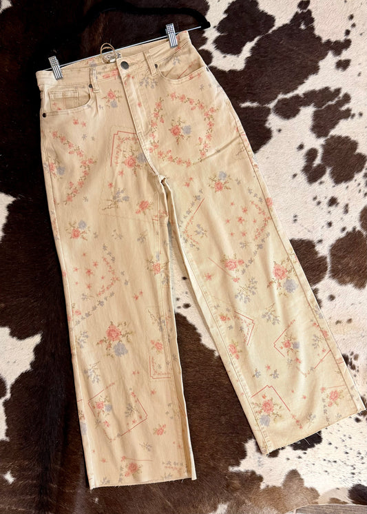 Printed Enzyme Washed Pants