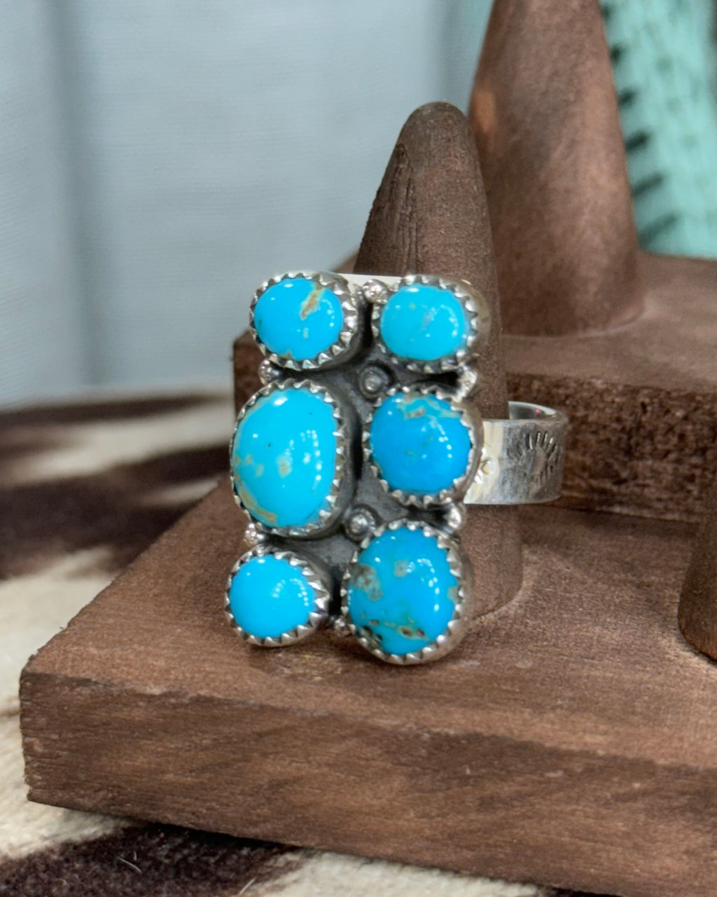 Sleping Beauty Genuine Turquoise Adjustable Ring *Sterling