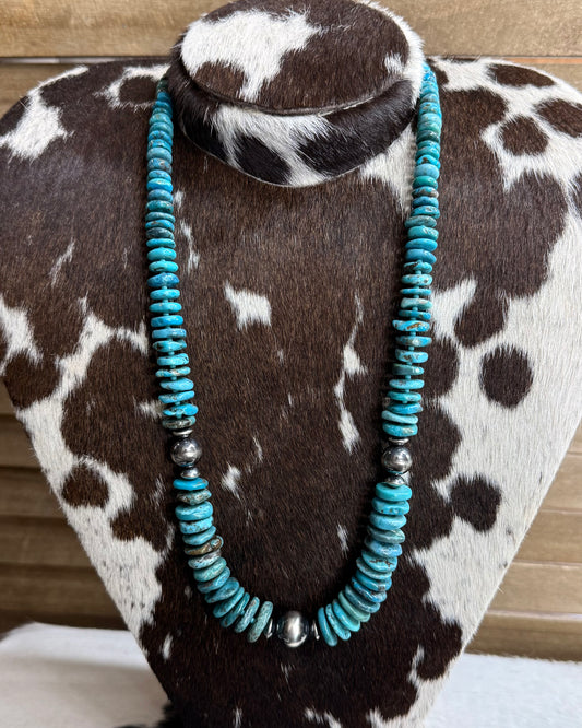 Turquoise Thunder MT Sterling Silver Disc Necklace