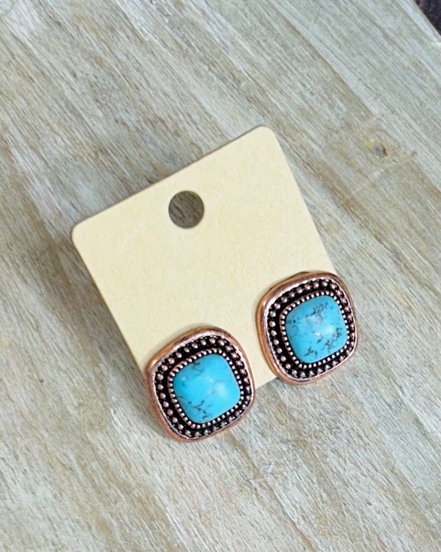 Square Turquoise Stud