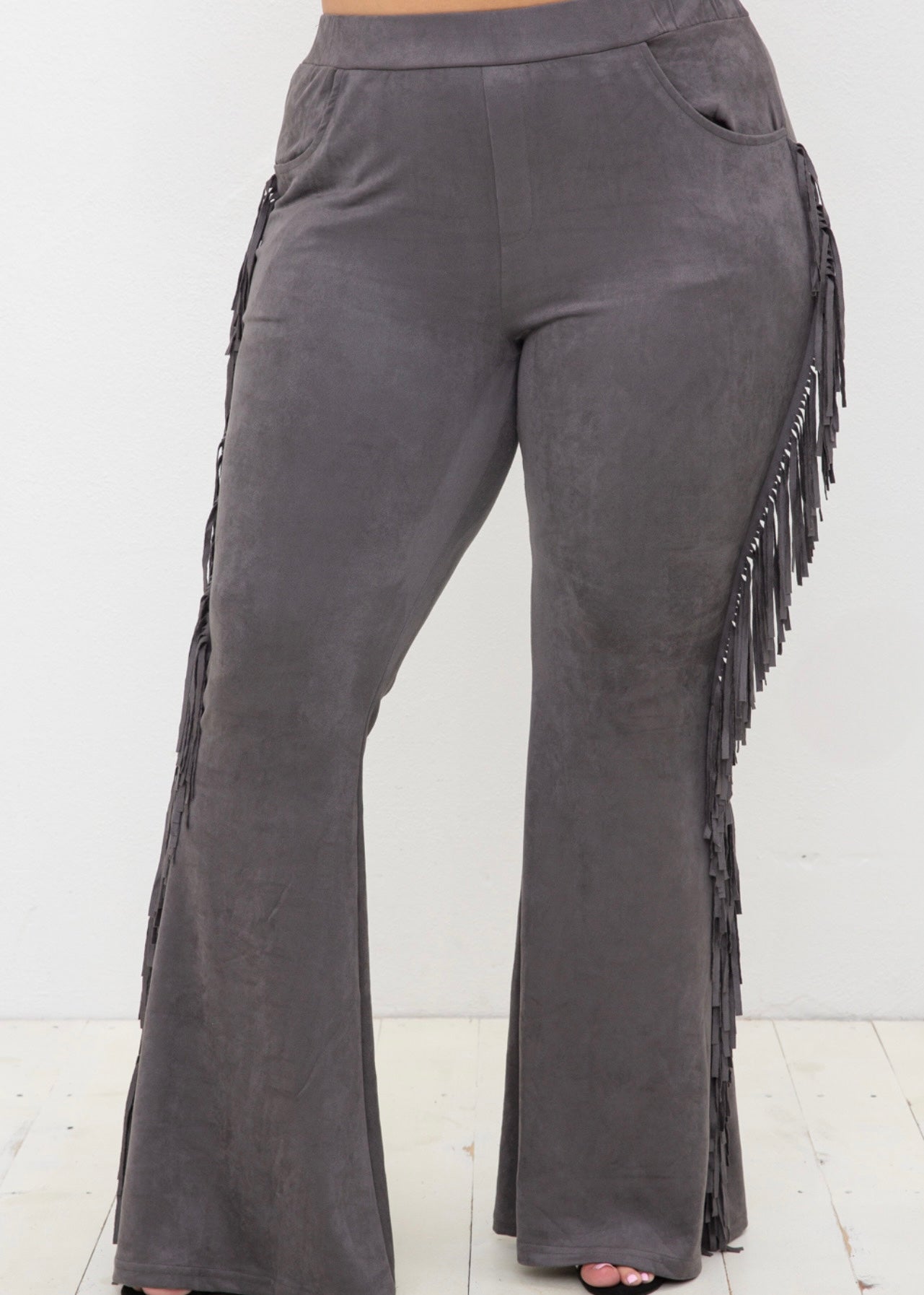 Gray Shania Suede FringePantw