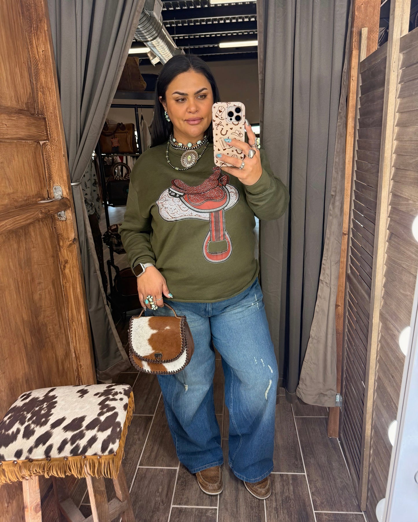 Saddle Crew Neck Sweater