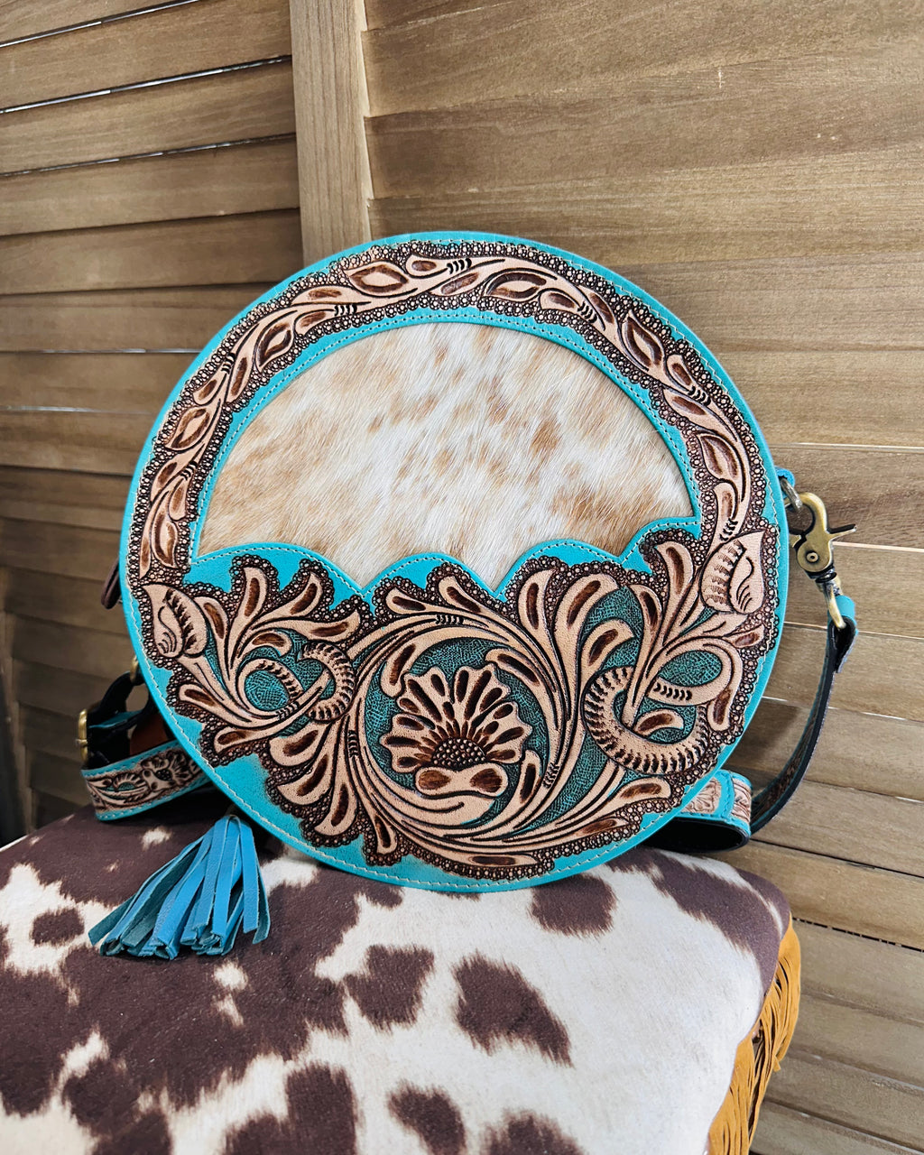 Canteen Tooled Leather Crossbody