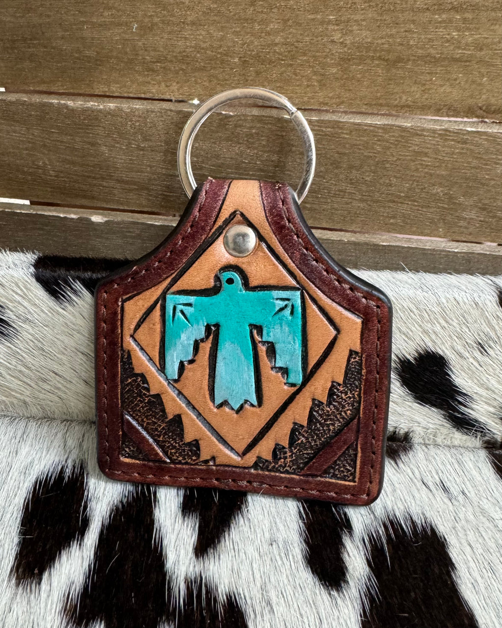 Thunderbird Leather Keychain