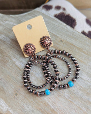 Copper Navajo Stud Double Hoops