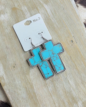 Turquoise Cross Earrings