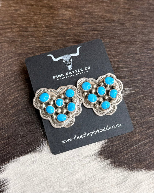 Sleeping Beauty Vintage Turquoise Heart Earrings J *Native